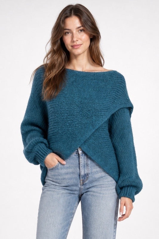 Cross Over Knit Teal