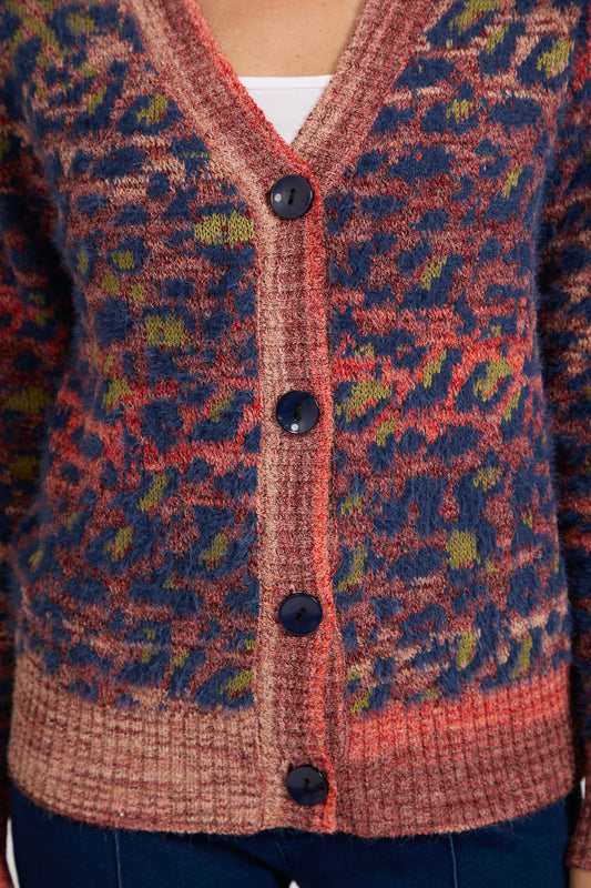 Mudflower
Fluffy Leopard Print Knit Cardigan Red