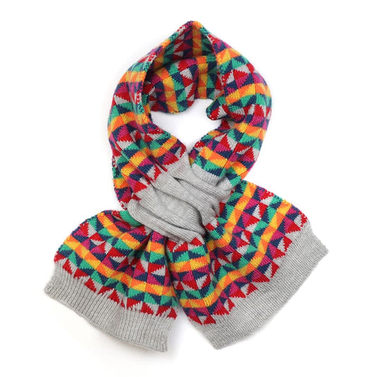Grey and multi mix geometric pull through Scarf