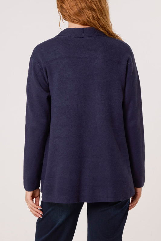 Pocket Edge To Edge Cardigan Navy