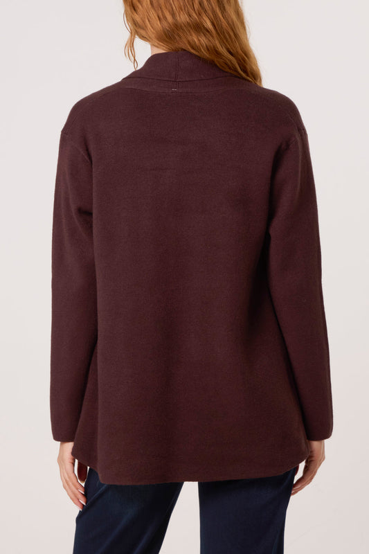 Pocket Edge To Edge Cardigan Chocolate Brown