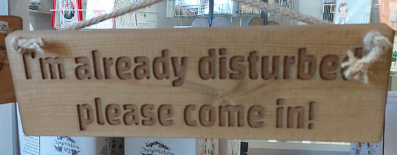 Rustic Wooden Sign ..Please come in ..I'm already disturbed