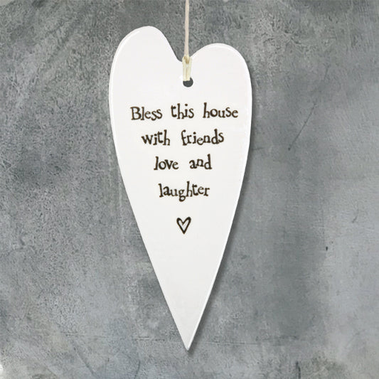 East of India Porcelain long heart-Bless this house