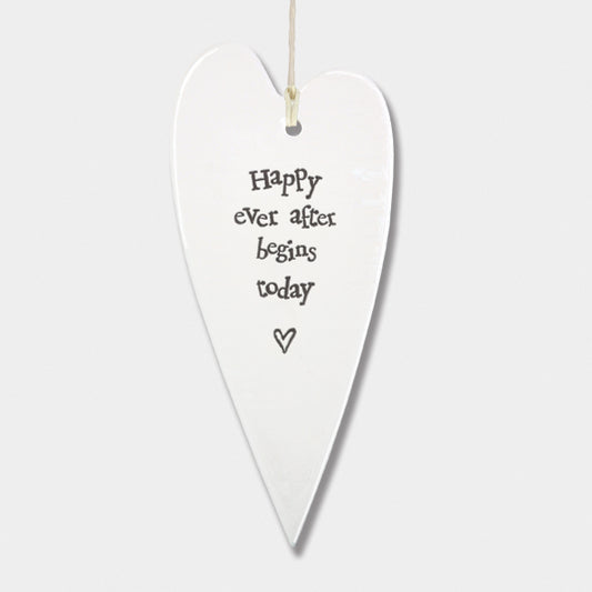 East of India Porcelain long heart -Happy ever after