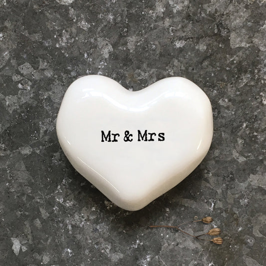 East of India White heart token- Mr & Mrs