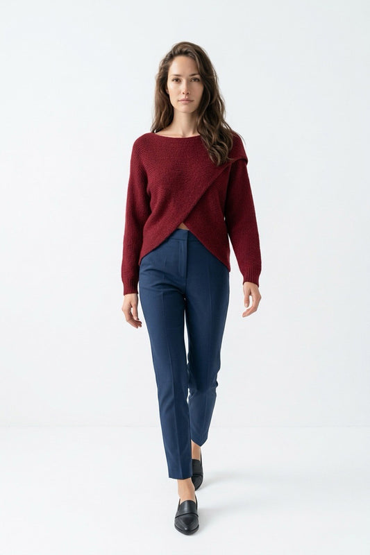 Cross Over Knit Wine