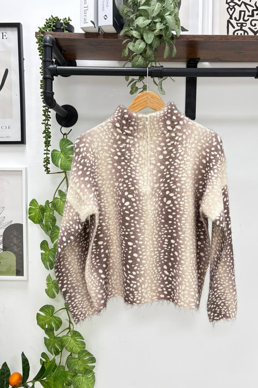 Bambi Print Zip Jumper