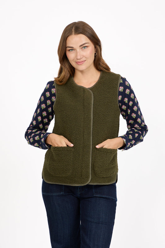 Borg Teddy Gilet Khaki Green