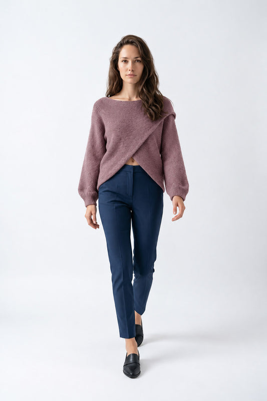 Cross Over Knit Dusky Pink