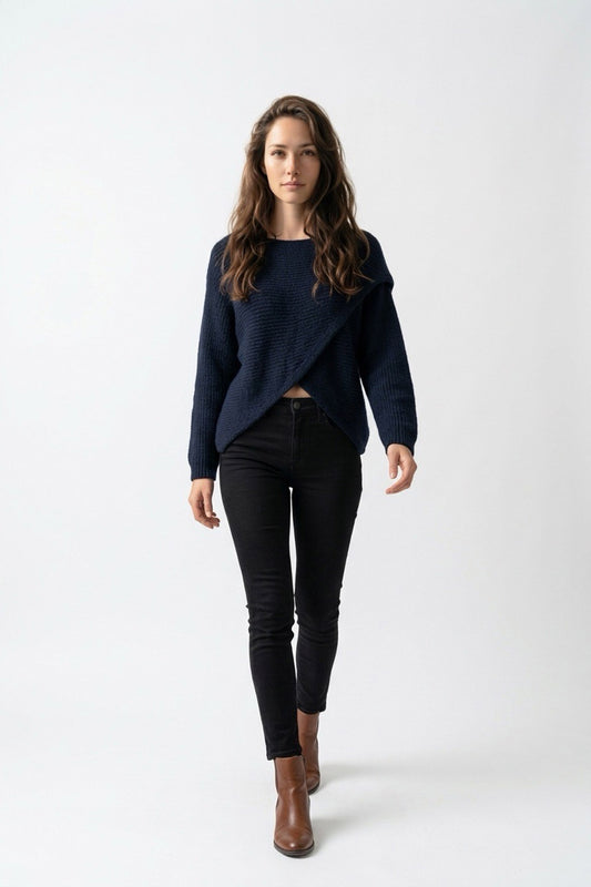 Cross Over Knit Navy
