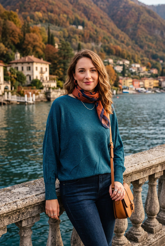 Glitter Batwing Jumper Teal