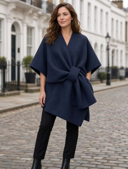 Pom Pull Through Poncho Navy