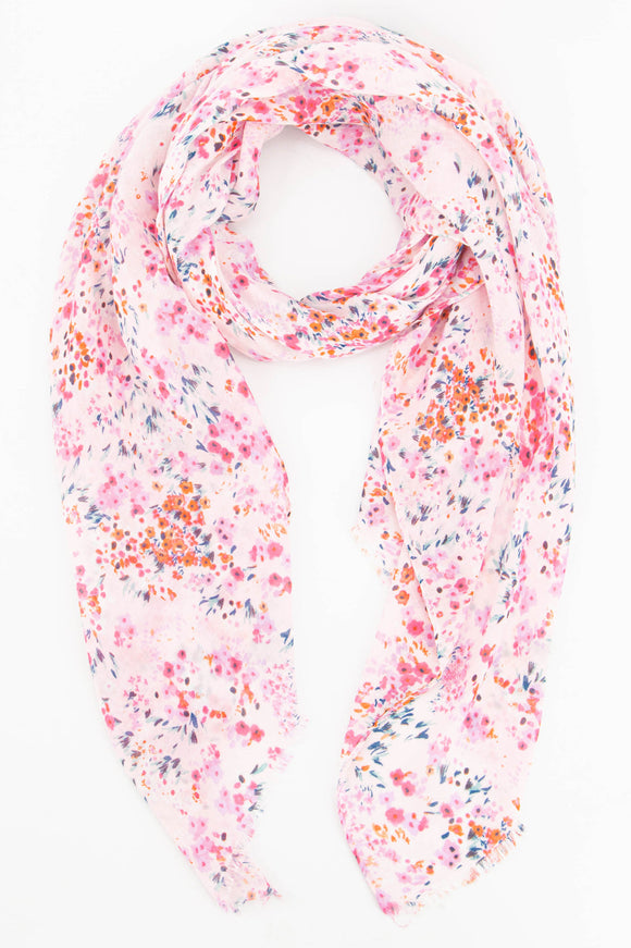 Ditsy Floral Cluster Print Scarf in Pink