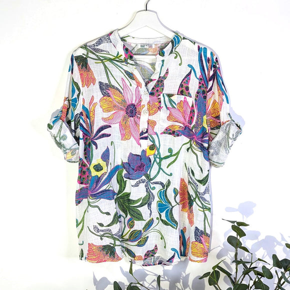 Sarah Tempest Colourful flower out cotton shirt