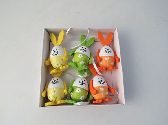 Set of 6 Easter Rabbit tree decorations