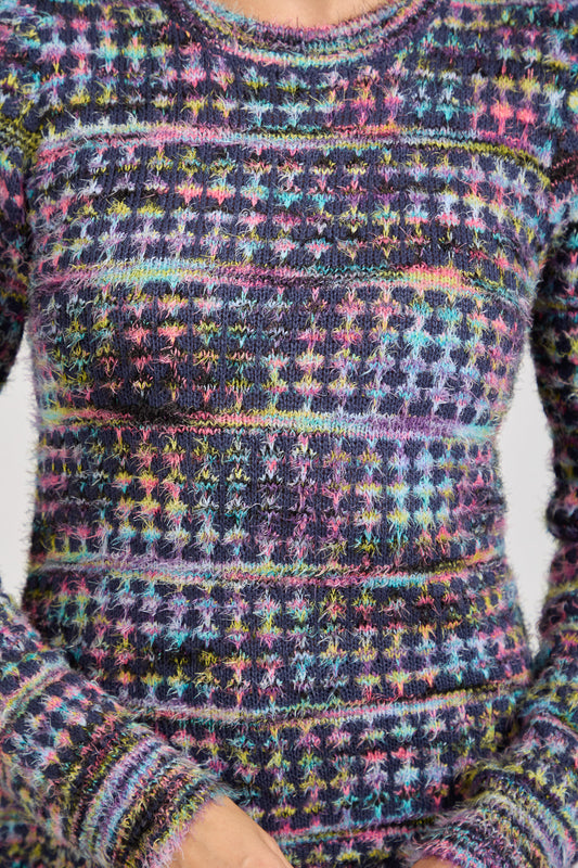 Mudflower
Space Dye Chequered Jumper Navy