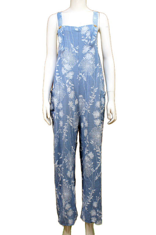 Dandelion print Cotton Dungarees with pockets