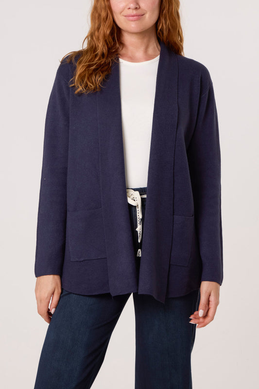 Pocket Edge To Edge Cardigan Navy