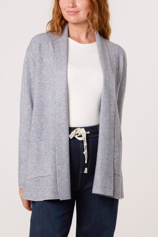 Pocket Edge To Edge Cardigan Grey