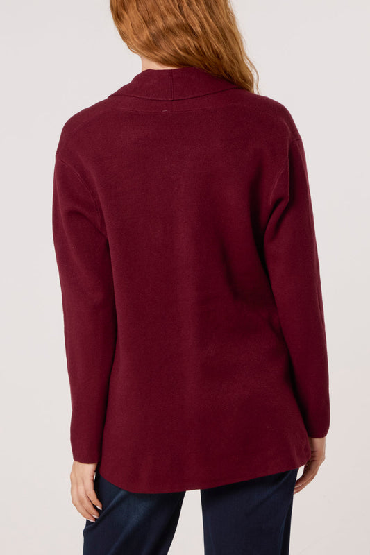 Pocket Edge To Edge Cardigan Wine
