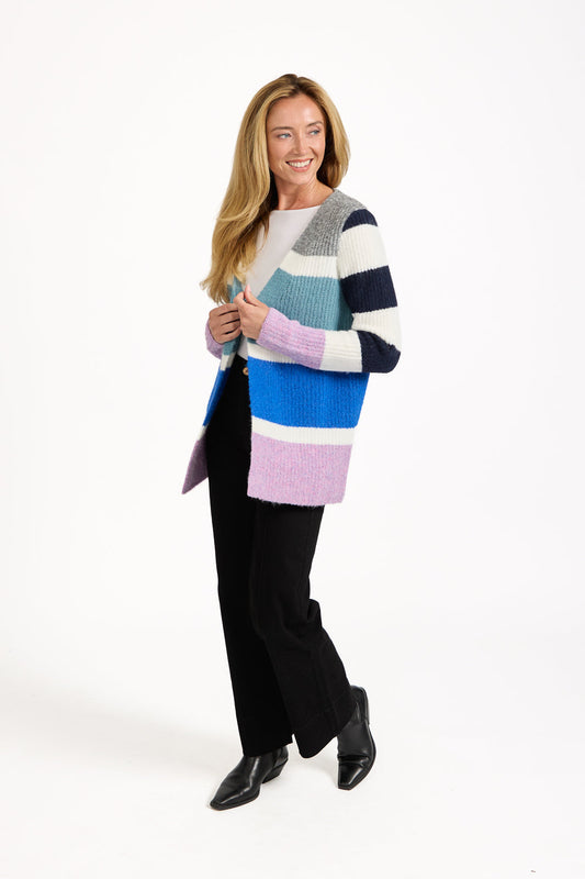 Mudflower
Stripe Knit Cardigan Blue