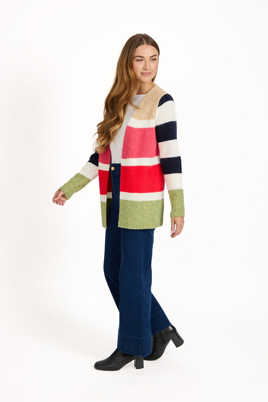 Mudflower
Stripe Knit Cardigan Red
