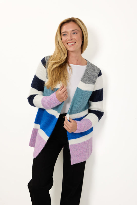 Mudflower
Stripe Knit Cardigan Blue