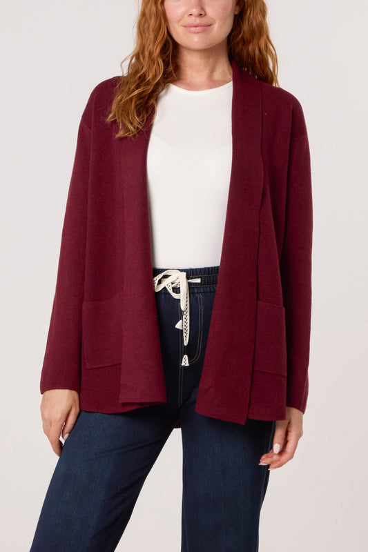 Pocket Edge To Edge Cardigan Wine