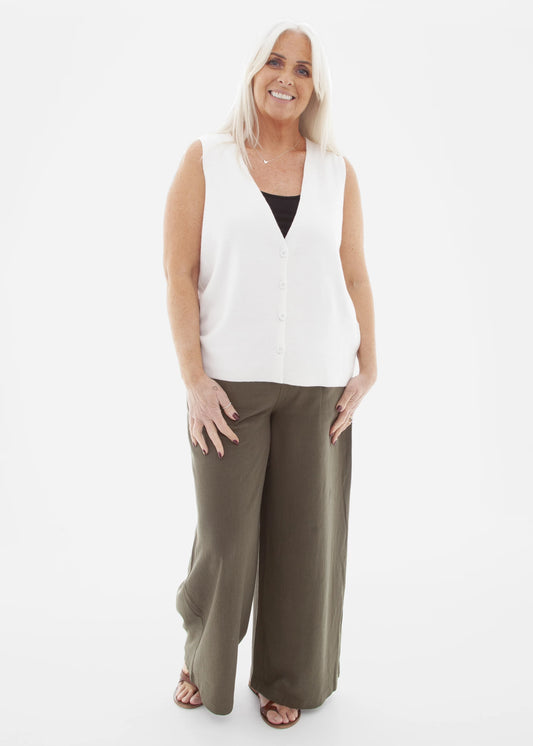 Cashmere Like Button Through Waistcoat Ivory