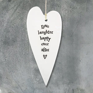 East of India Porcelain long heart t-Love, laughter
