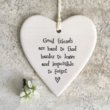 East of India  Porcelain round heart-Good friends