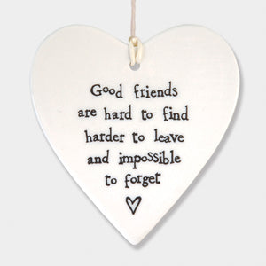 East of India  Porcelain round heart-Good friends