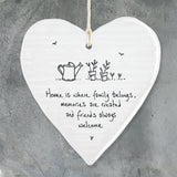East of India Wobbly round heart sign -Home is where family belongs