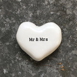 East of India White heart token- Mr & Mrs