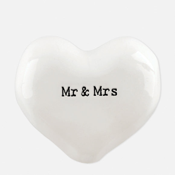 East of India White heart token- Mr & Mrs