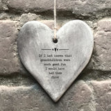 East of India Rustic hanging heart sign -grandchildren